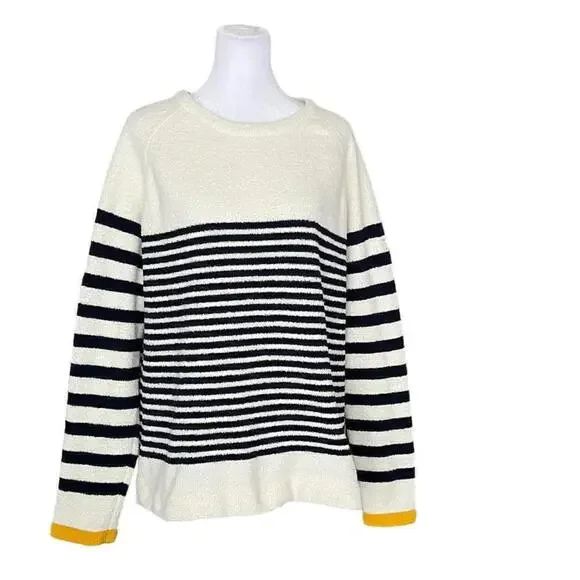 Joules Navy White Striped Seaport Chenille Crewneck Sweater Size 12 - Picture 4 of 10